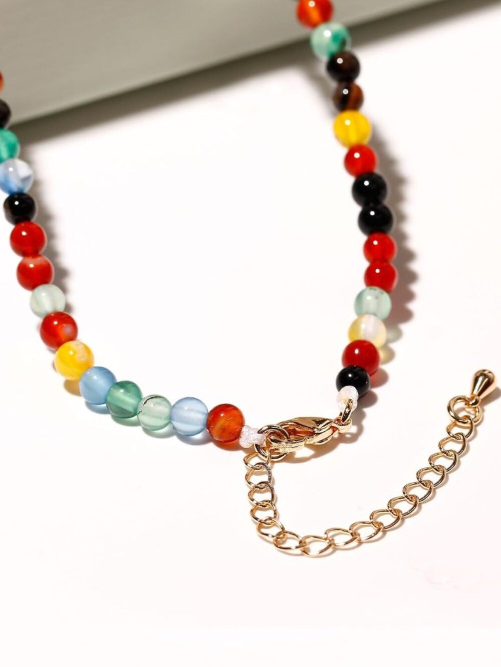 Simple Choker Necklace for Women Real Stone and Crystals Necklaces 4mm Beaded Ch - Picture 6 of 9